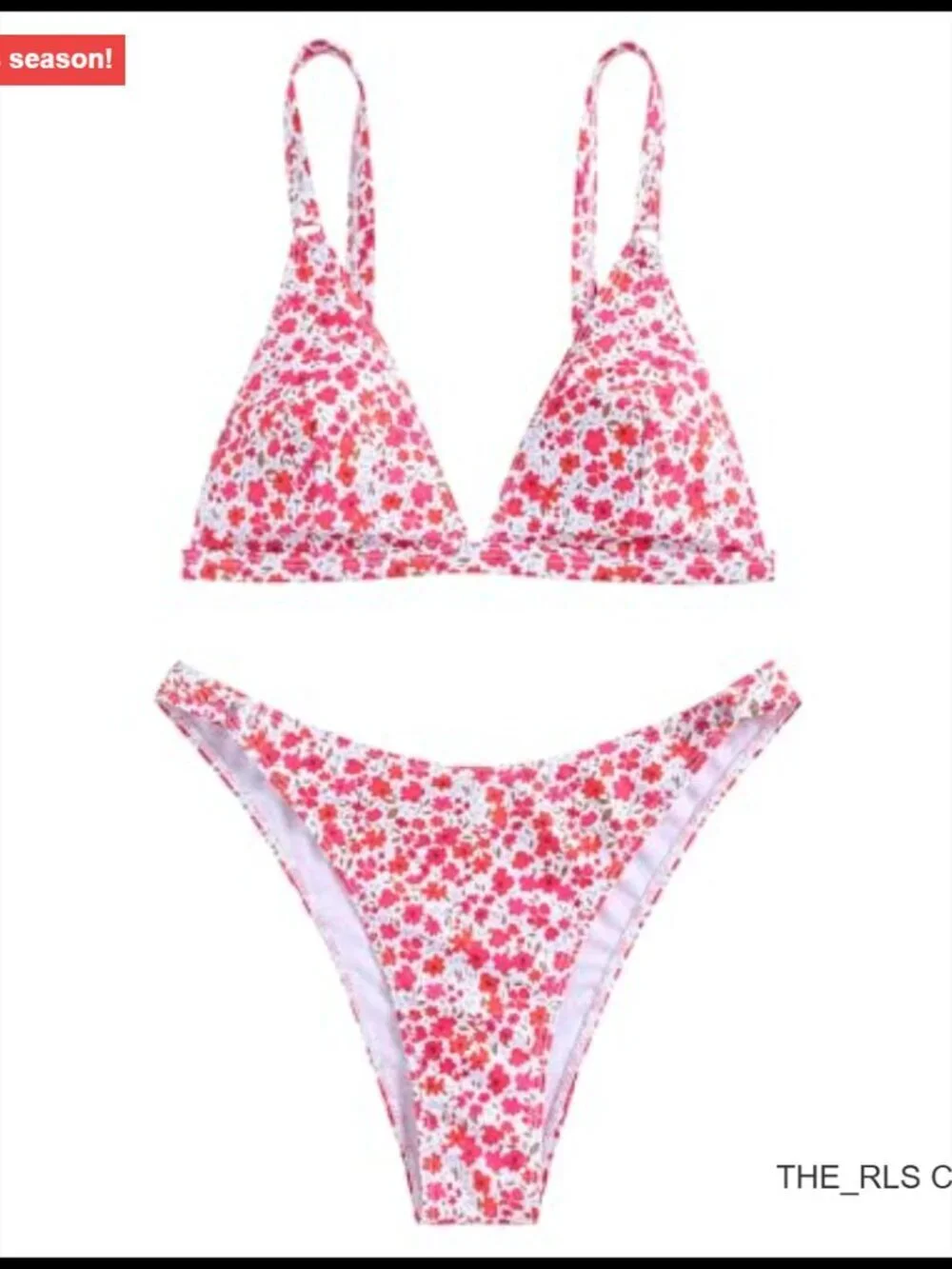 2 Piece Floral Print Swimsuit Triangle String High Cut Bikini Set